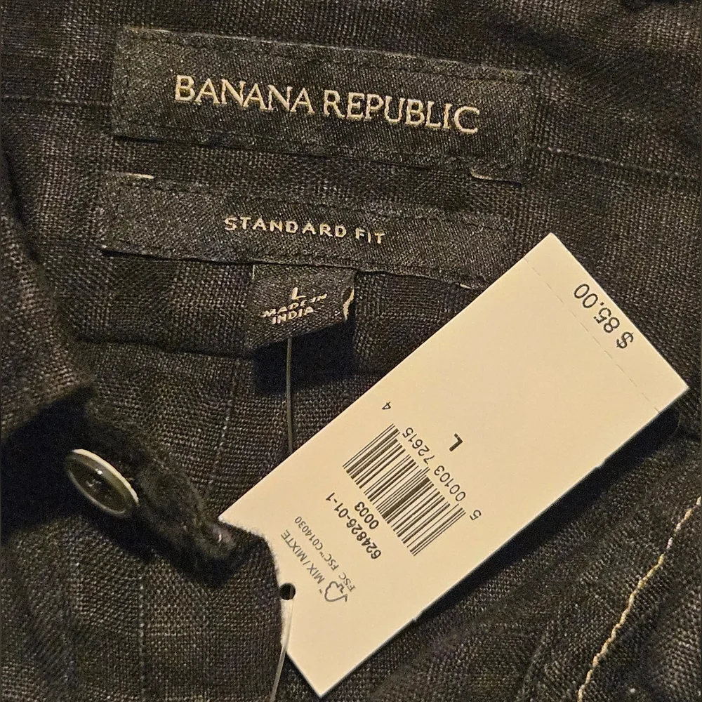 Banana Republic Black Plaid Button Down Shirt